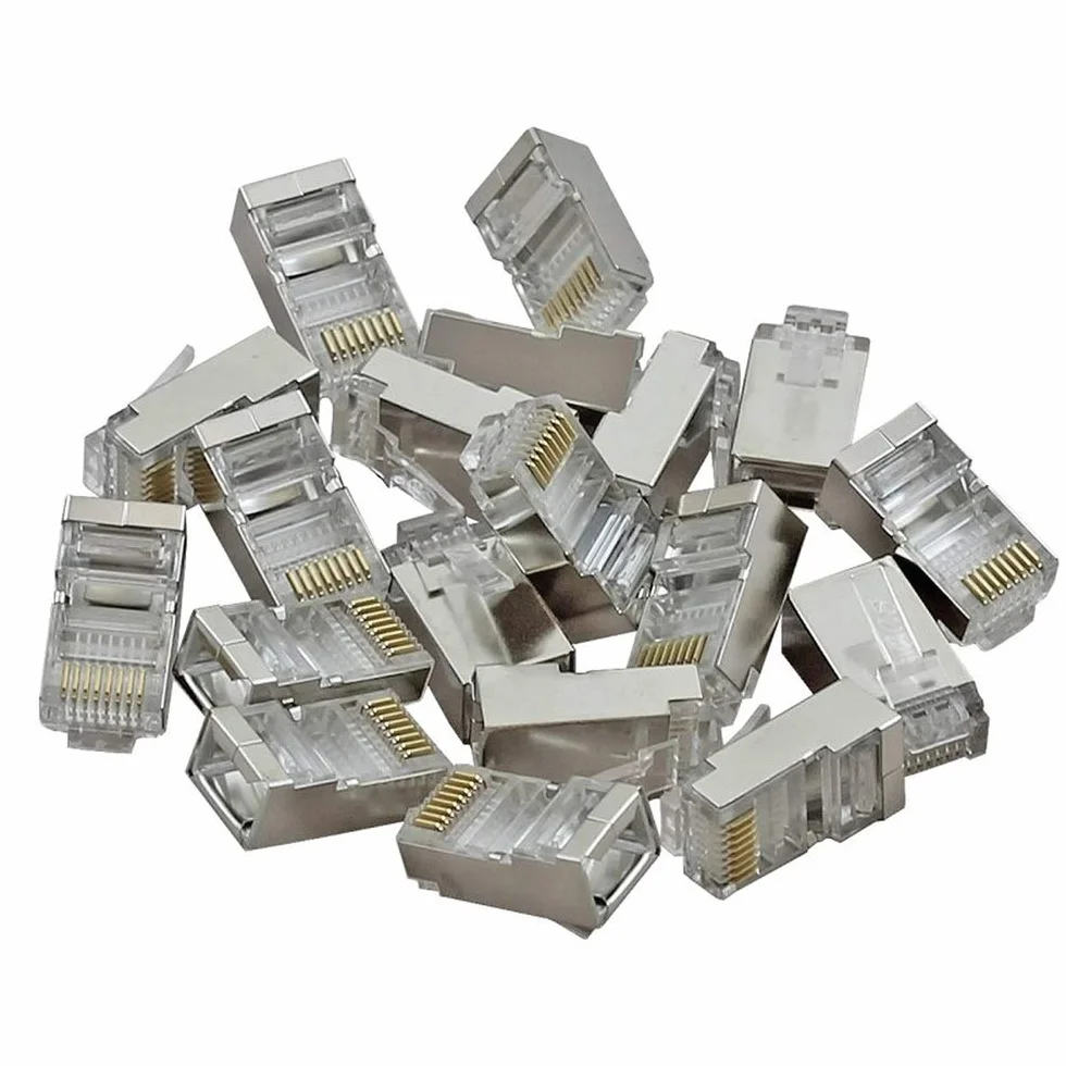 Vultech SN21404 - Conectores Blindados RJ45 FTP (50 Unidades), Color Plateado