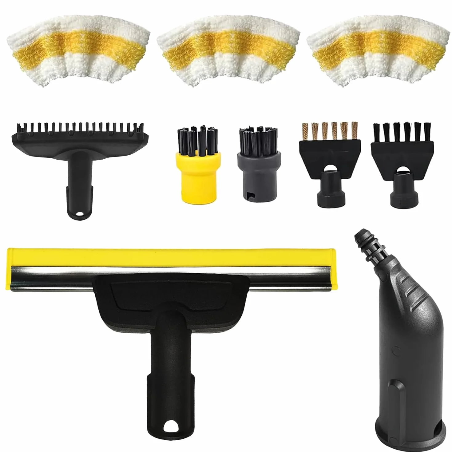 10 Piezas Adecuadas para Accesorios de Limpiador de Vapor para Kärcher SC1 SC2 SC3 SC5, Cepillo Plano, Boquilla Curva, Cepillo Redondo, Juego de Limpieza Profesional, para Todos los Escenarios (Negro)