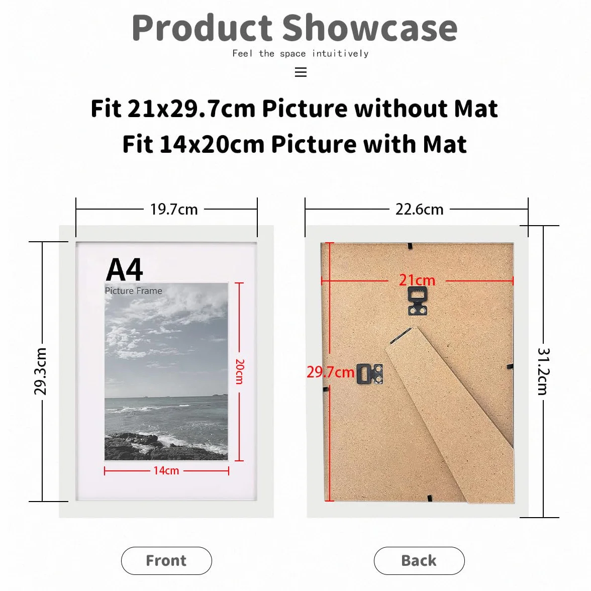 Marco de fotos A4 de madera 21 x 29,7 cm Blanco para colgar y apoyar