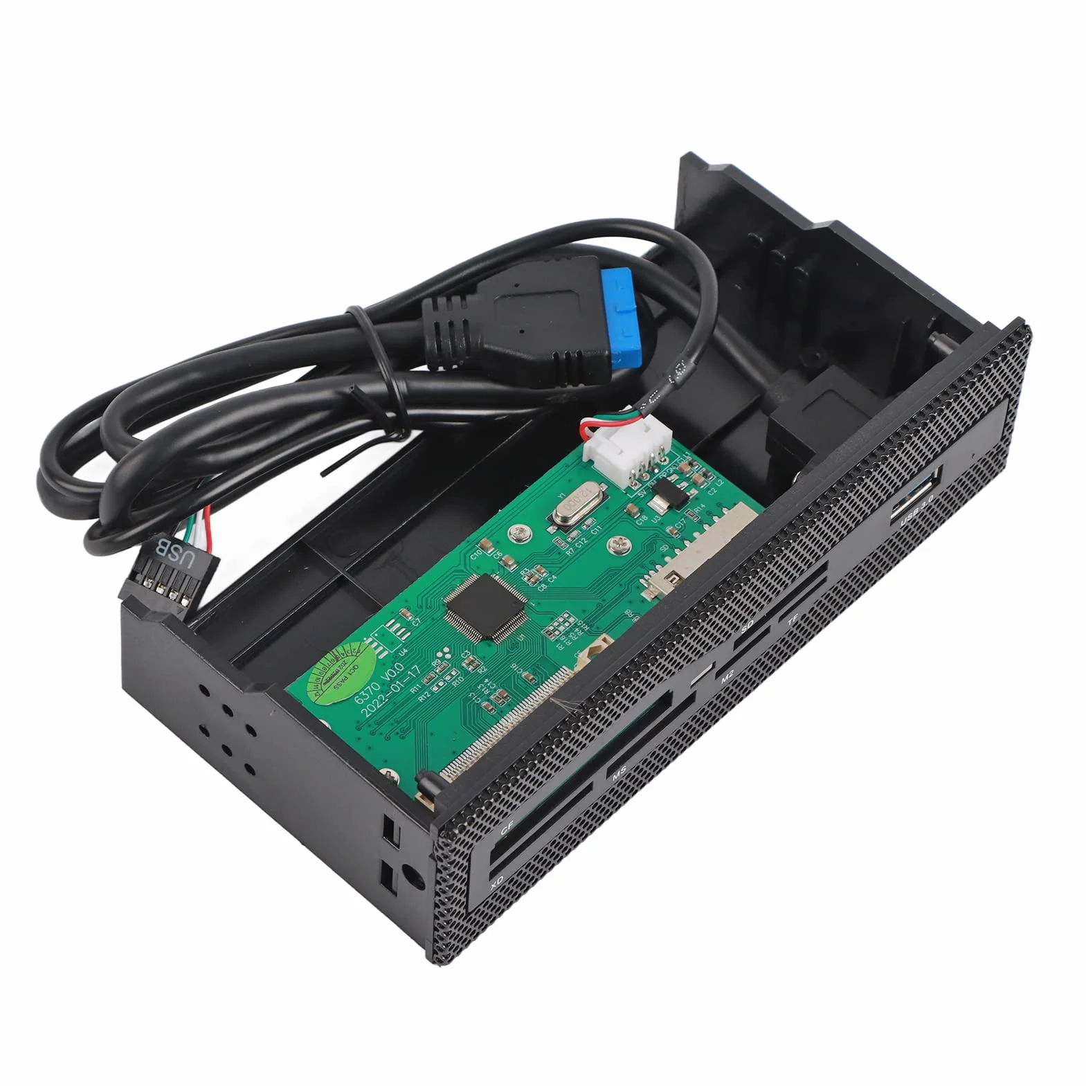 KIMISS Lector de Tarjetas Interno para PC, Panel Frontal con Puerto USB 3.0, Compatible con M2/SD/MS/XD/CF/TF, conexión rápida y versátil