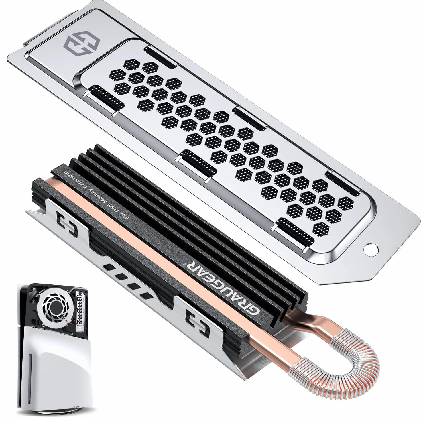 GRAUGEAR HeatPipe para SSD M.2 NVMe (2280), PS5 Pro y PS5 Slim, para expansión de memoria Playstation con cubierta a prueba de polvo