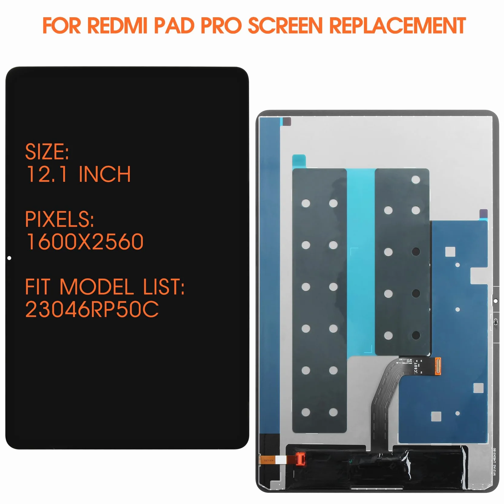 AGCUT Pantalla LCD para Redmi Pad Pro 12.1" Pantalla LCD para Xiaomi Redmi Pad Pro 12.1 Pulgadas Pantalla Reemplazo Pantalla Táctil Digitalizador Touch Screen Asamblea con Reparación, Negro