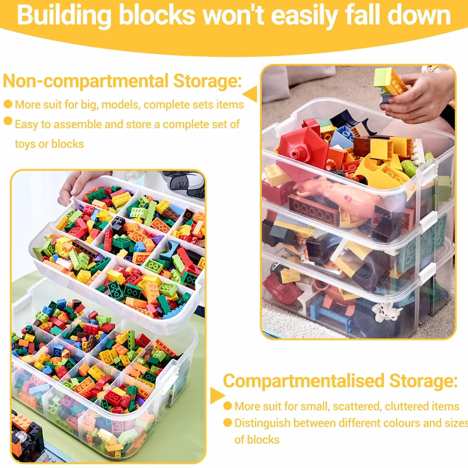 Cajas Almacenaje Lego Organizador Juguetes Apilables Transparente Cubos Compartimentos Grande