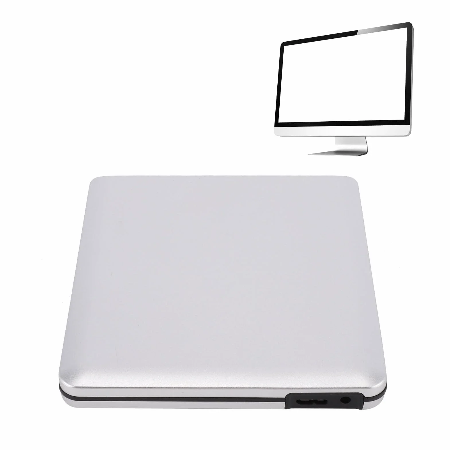 Dpofirs Grabadora de Discos Externa, Reproductor de DVD CD BD USB para Computadoras de Escritorio, Portátiles y Todo en Un o, Grabador de Películas Blue-Ray en 3D, Unidad Óptica de Plug and Play
