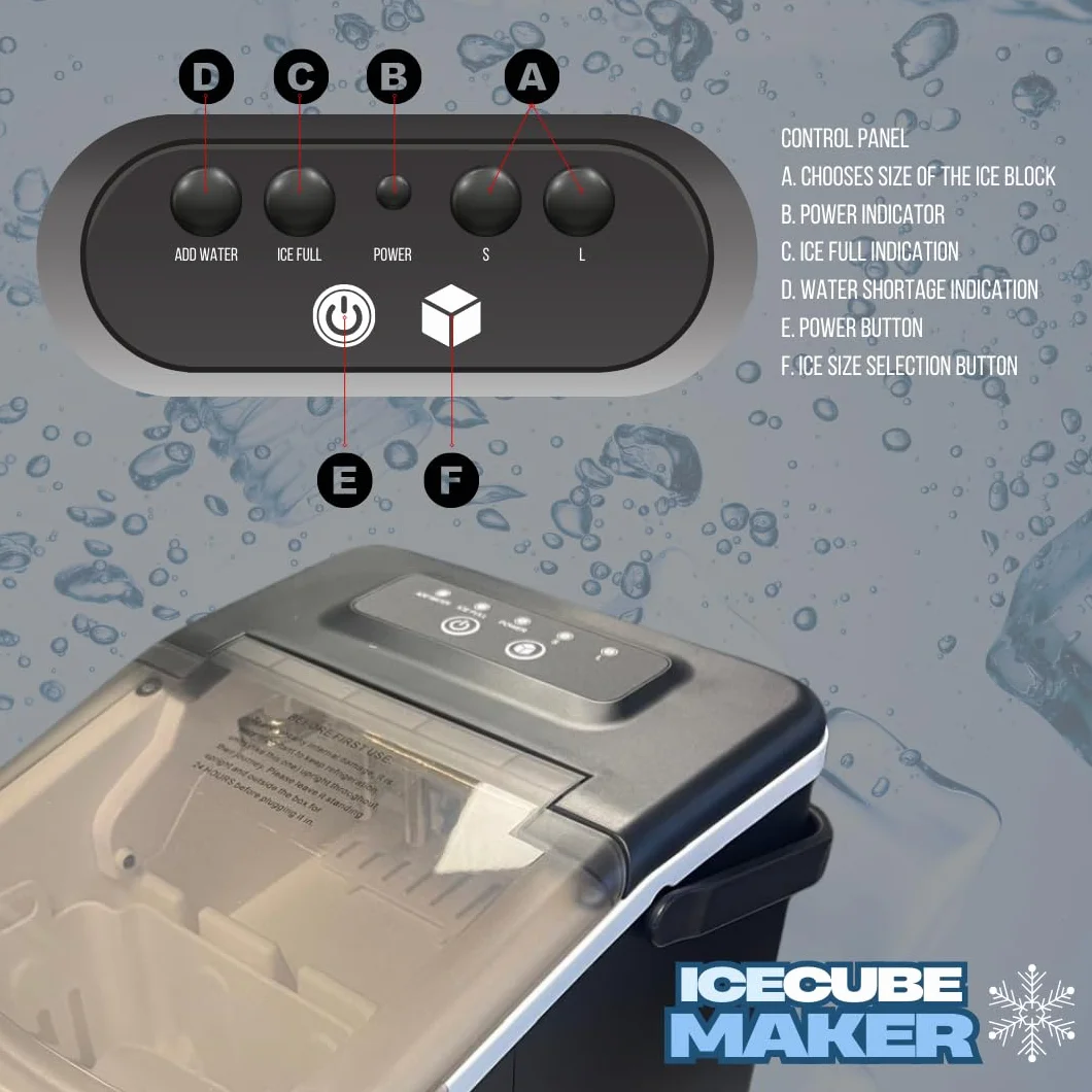 Máquina de Hielo Ice Cube Maker 10 kg/día Cubitos Tipo Bala Bajo Ruido Ventana Visible Asa Integrada Drenaje