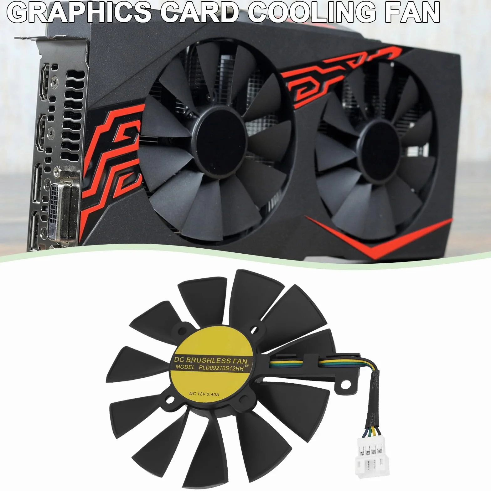 OTOTEC Ventilador Refrigeración Tarjetas Gráficas PLD09210S12HH Ventilador Tarjetas Video Compatible con ASUS Strix R9 390X 390 RX480 GTX 980Ti 1060 1070 1080 Tarjeta Gráfica 12 V/0,4 A
