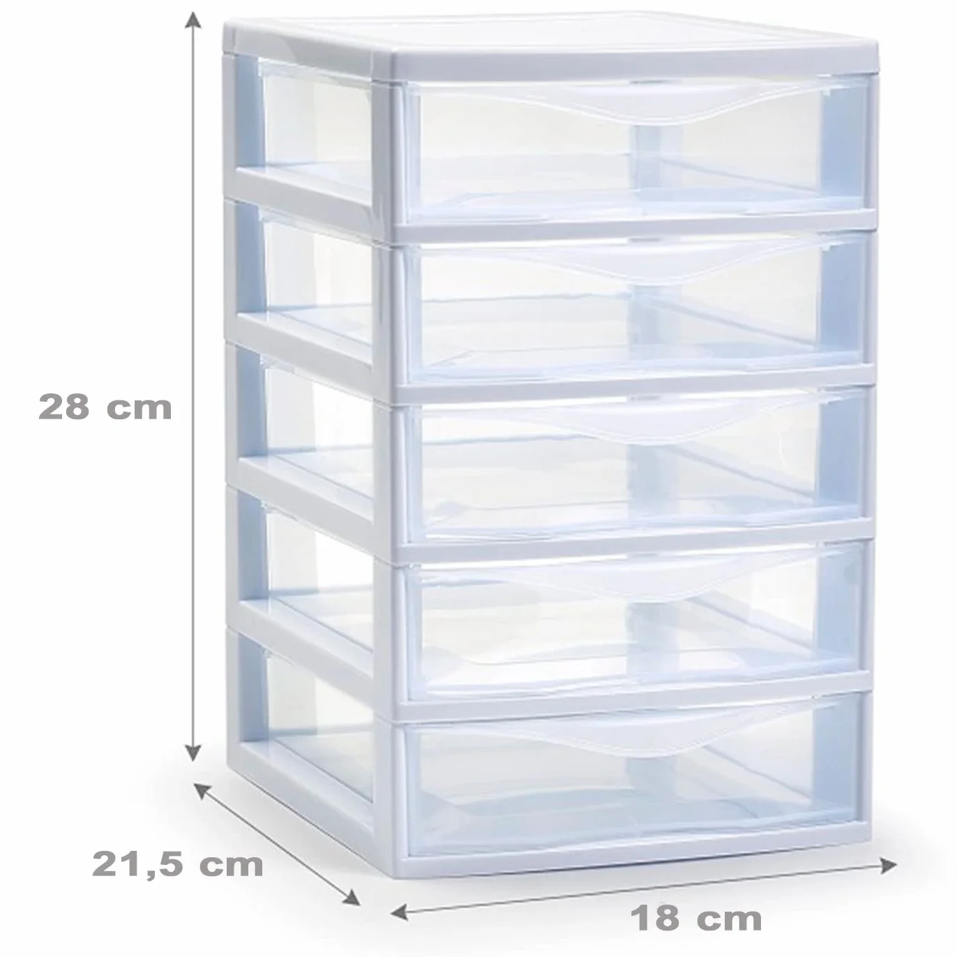 Cajonera de Almacenamiento Guadiana 5 Cajones Torre Multiusos 28 x 18 x 21,5 cm Blanco