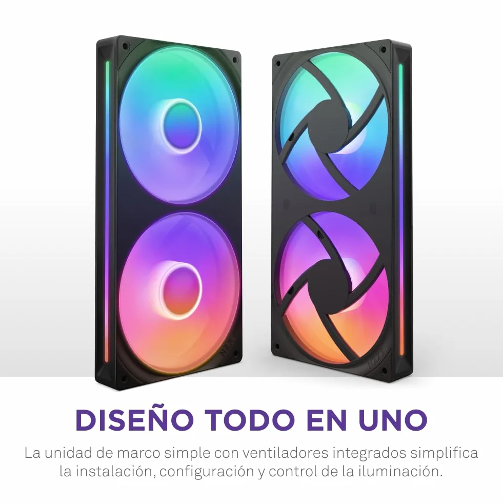 NZXT F240 RGB Core - Unidad de 240 mm con 2 ventiladores RGB de 120 mm - Control de velocidad e iluminación - Alta presión estática y flujo de aire - 8 LED aRGB por ventilador - Negro