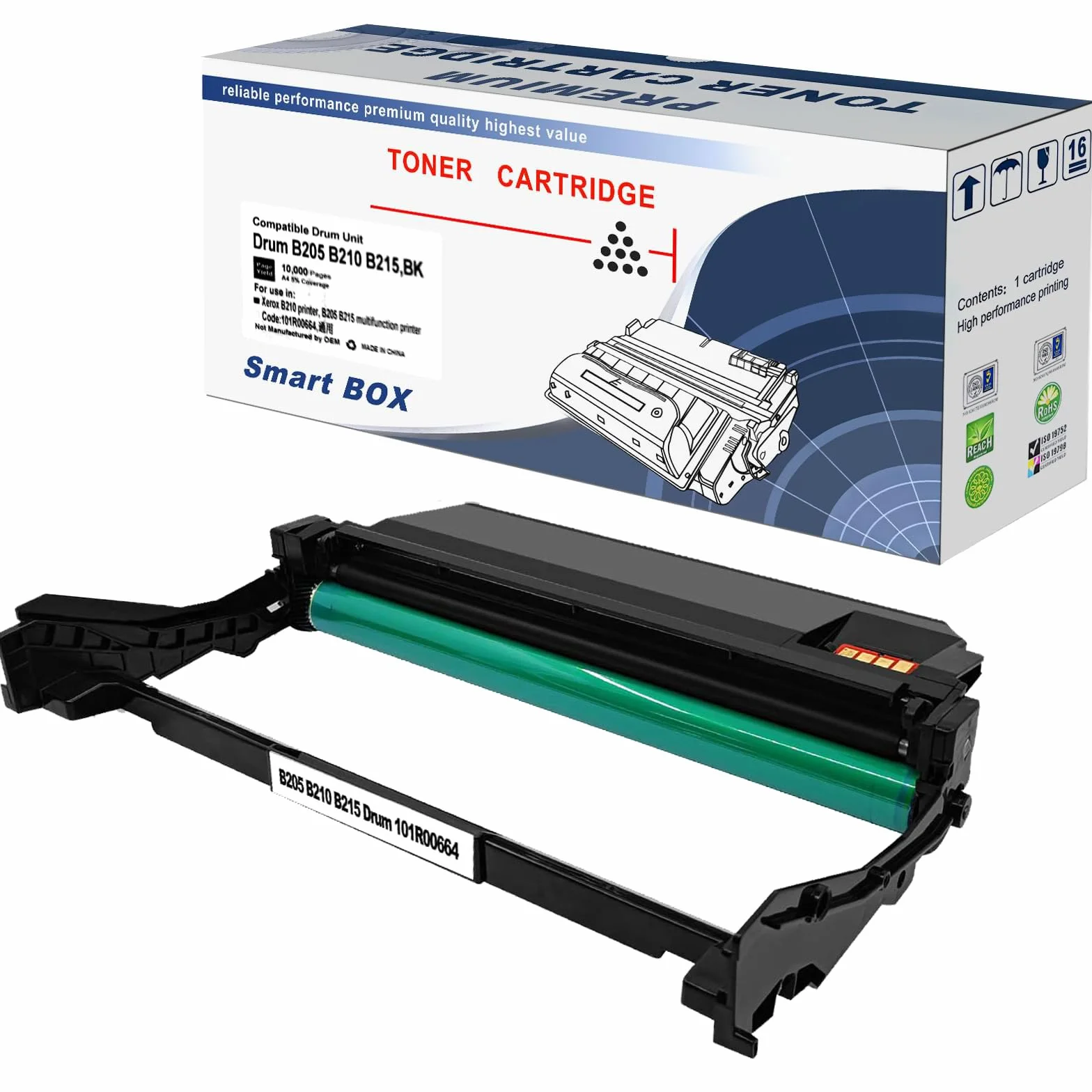Compatible B205 B210 B215 101R00664 Cartucho de Tambor 10000 páginas para Xerox B210 B210DNI B205 B205DNI B205MFP B215 B215DNI B215MFP Impresoras (Negro, Tambor).
