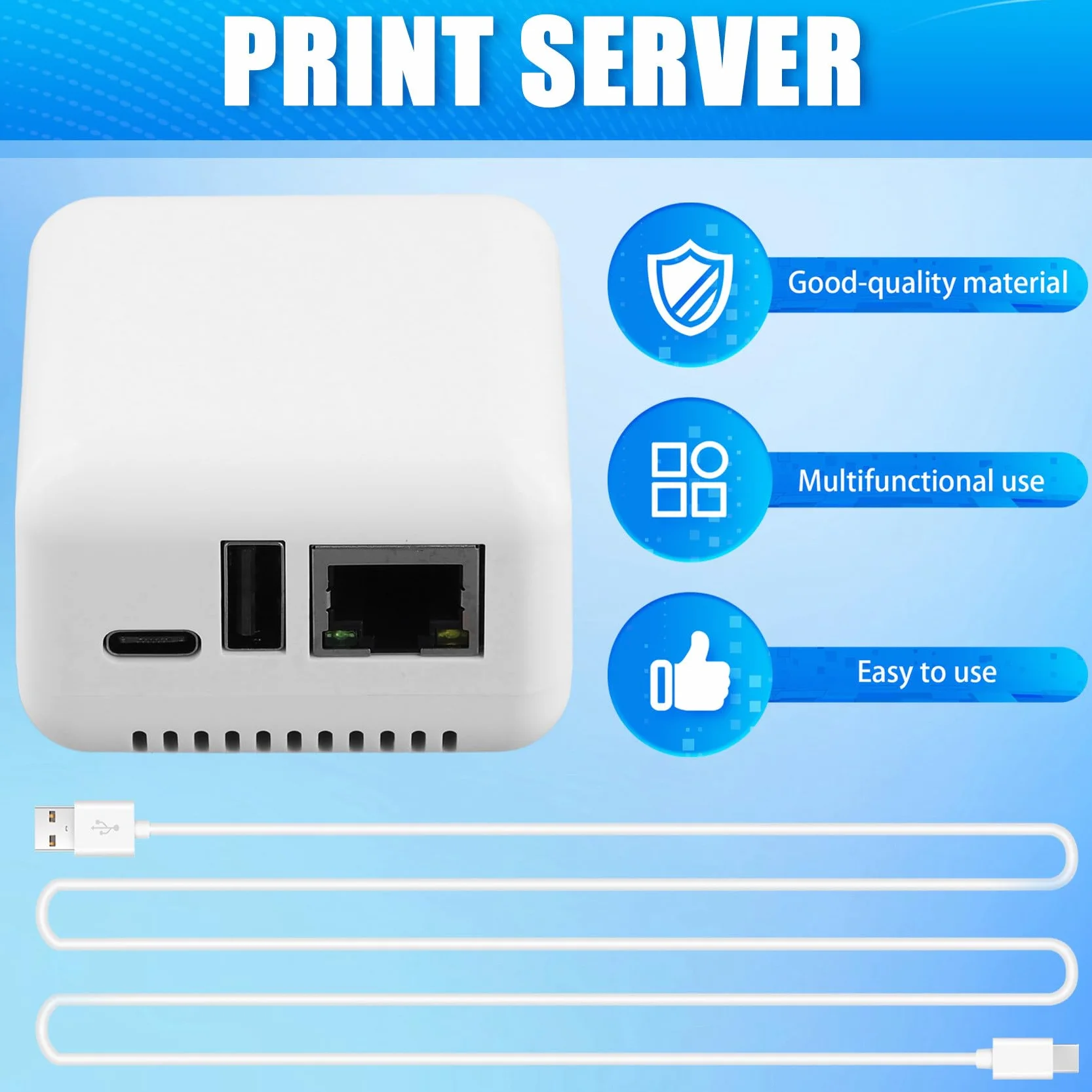 Servidor de Impresión Mini P330 con Conexión por Cable USB 2.0, Fácil Impresión, Servidor de Impresión Mini NP330 con Impresión en la Nube