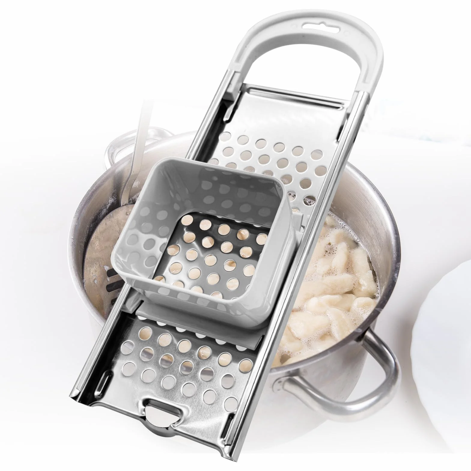 Rallador de Spätzle Acero Inoxidable, Prensa Alemana para Fideos, Apto Lavavajillas, Fabricante de Spätzle con Empujador de Seguridad