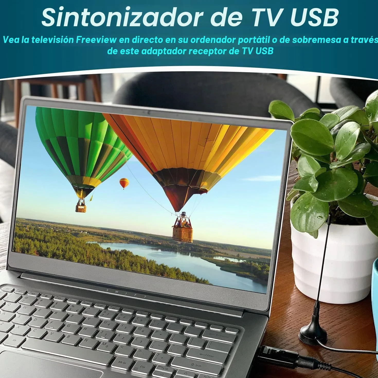 August DVB-T202 Sintonisador TV USB TDT para PC Ordenador Digital - USB TV Stick Television España y Portugal - Windows 11, 10, 8, 7 - Antena y Software incluidos
