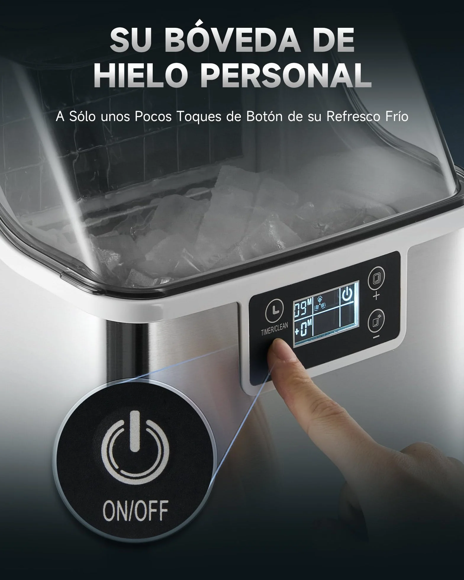 CREWORKS Maquina para Hacer Hielo 22KG/24H 24PCS 160W Portátil para Hogar
