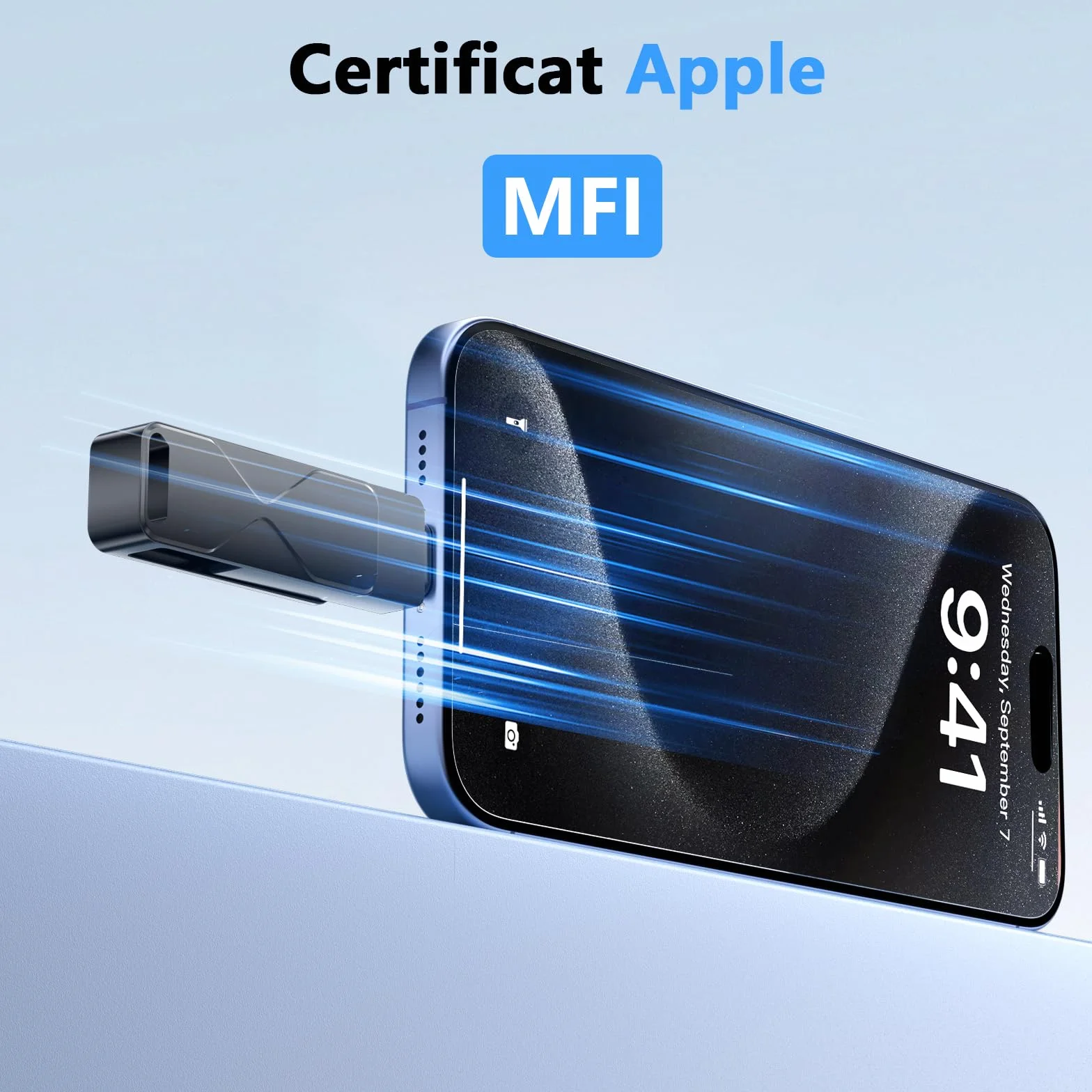Memoria USB para iPhone, MFi Certificada, Memoria Externa Lightning, Pen Drive Lápiz USB 3 en 1 para iPhone, iPad, iOS, MacBook, Android, PC (Negro, 256GB)
