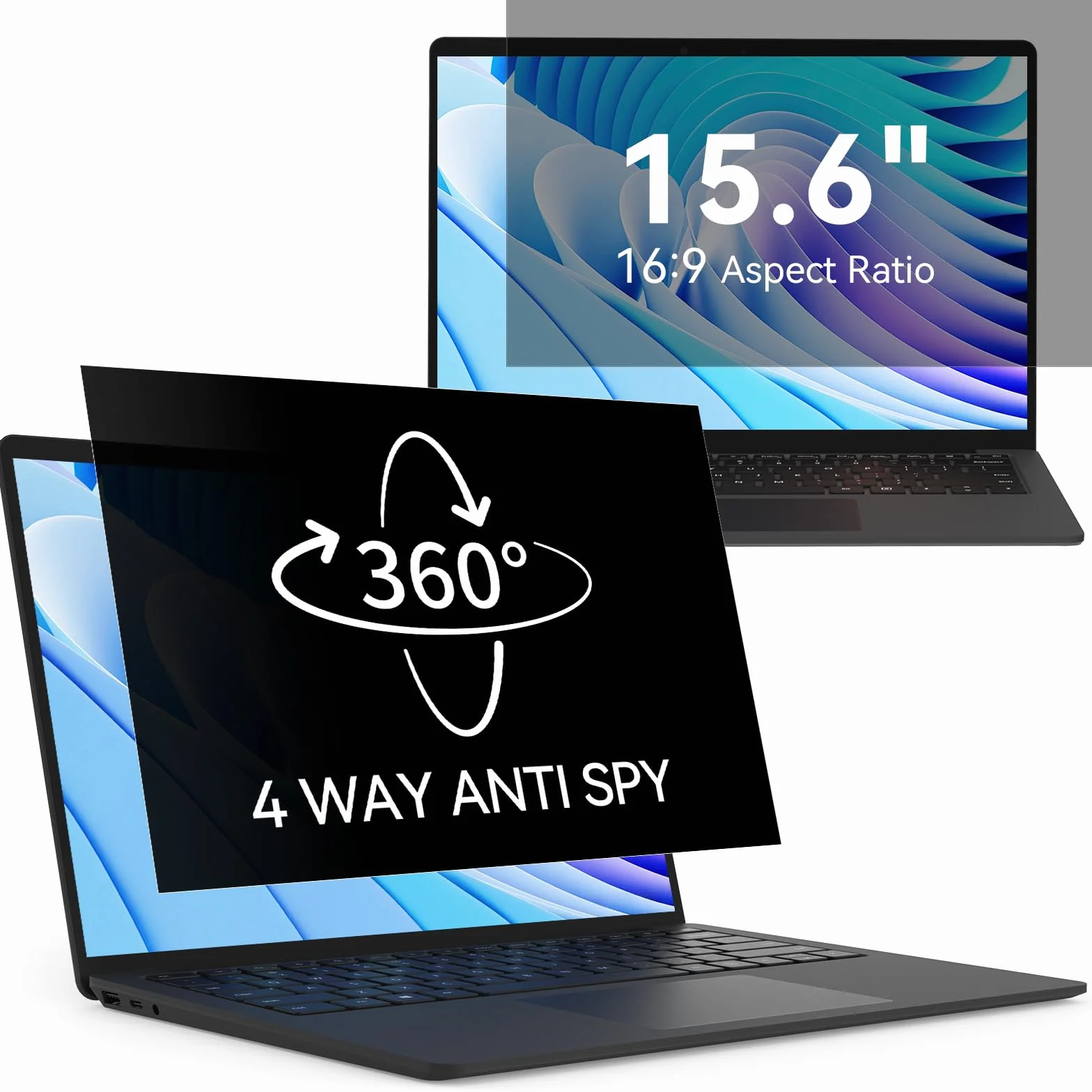 Filtro de privacidad de 360°, 15,6 pulgadas, 16:9, protección de pantalla antiespía antirreflejos, protector de pantalla para ordenador portátil, compatible con Lenovo/Dell/HP/Asus/Samsung/Acer