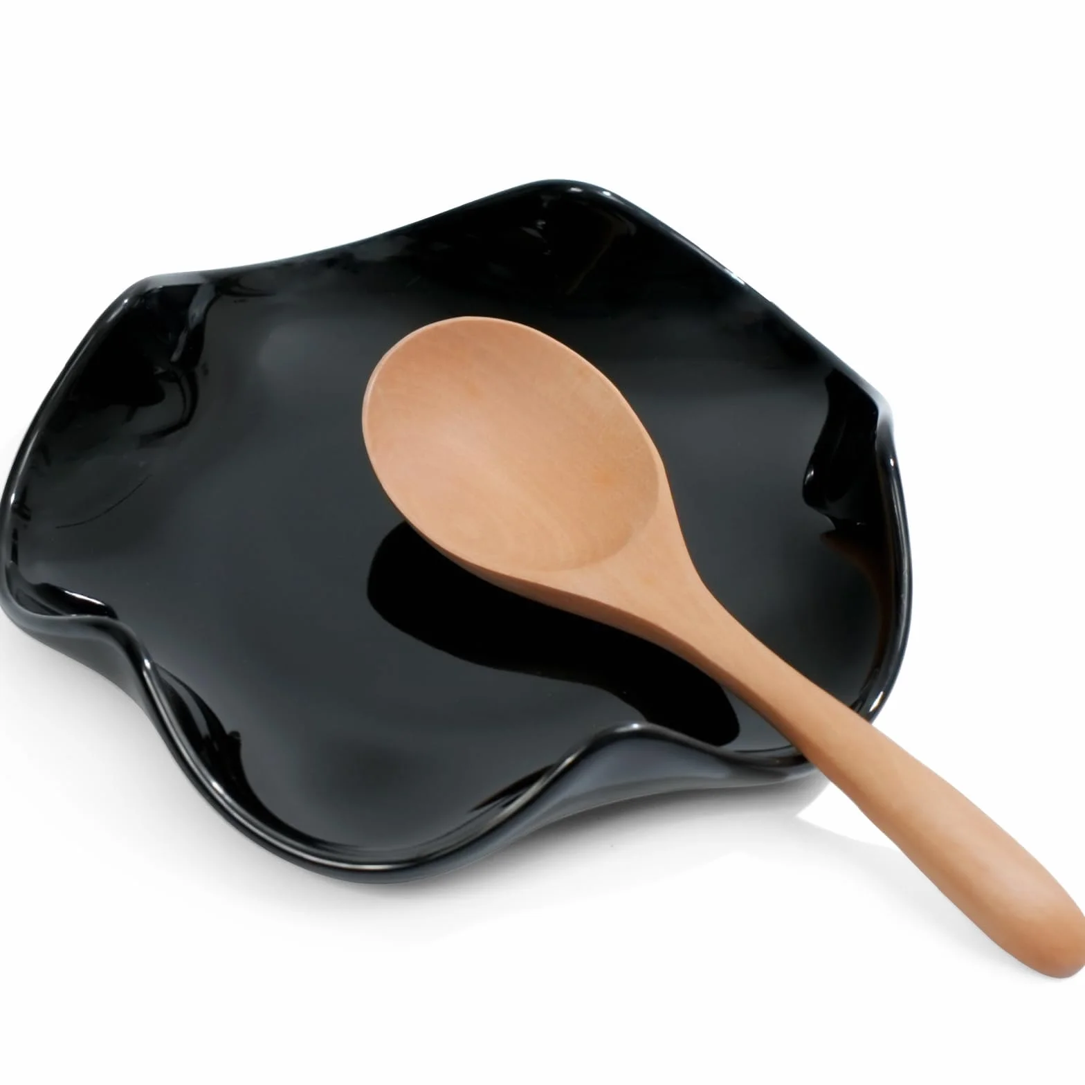 Reposa Cucharas de Cerámica para Cocina, Soporte de Utensilios Resistente al Calor, 13cm, Negro