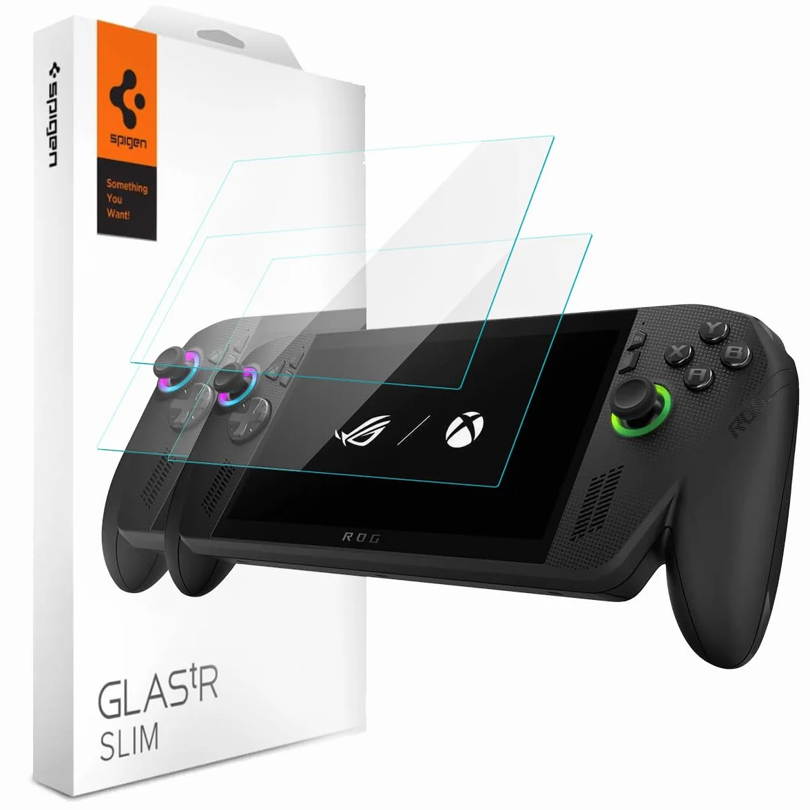 Spigen Glas.tR Slim Protector Pantalla para ASUS ROG Xbox Ally, ROG Xbox Ally X, ROG Ally, ROG Ally X, MSI Claw 7 AI+, 2 Unidad, Alta Definición, Anti-Arañazos, Dureza 9H