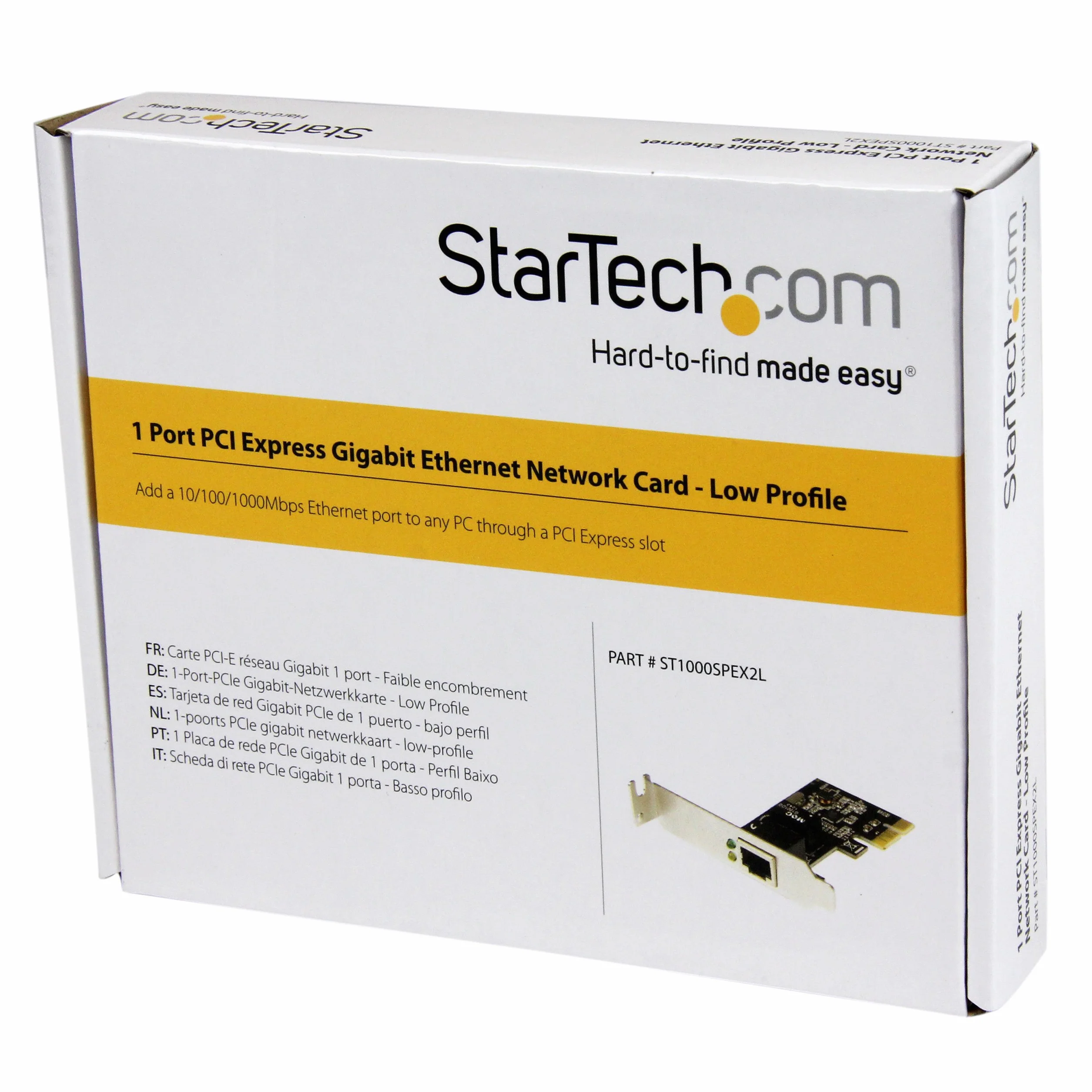 StarTech Tarjeta de Red PCIe 1 Puerto Gigabit Perfil Bajo (ST1000SPEX2L) | Puerto Ethernet 10/100/1000Mbps, Indicadores LED de enlace y actividad con detección Gigabit