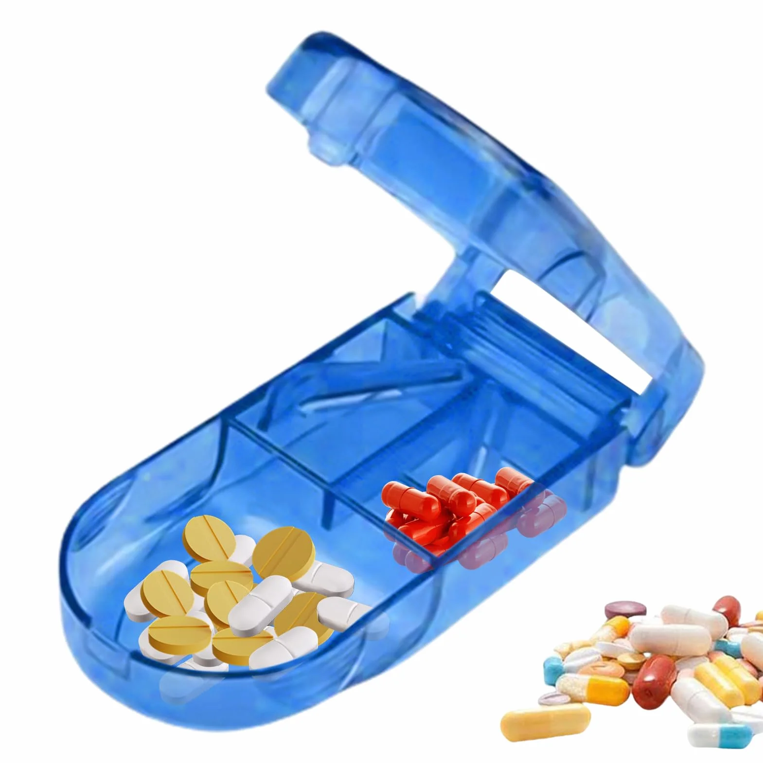 Cortador De Pastillas 2 En 1 con Almacenamiento, Divisor Portátil para Medicamentos