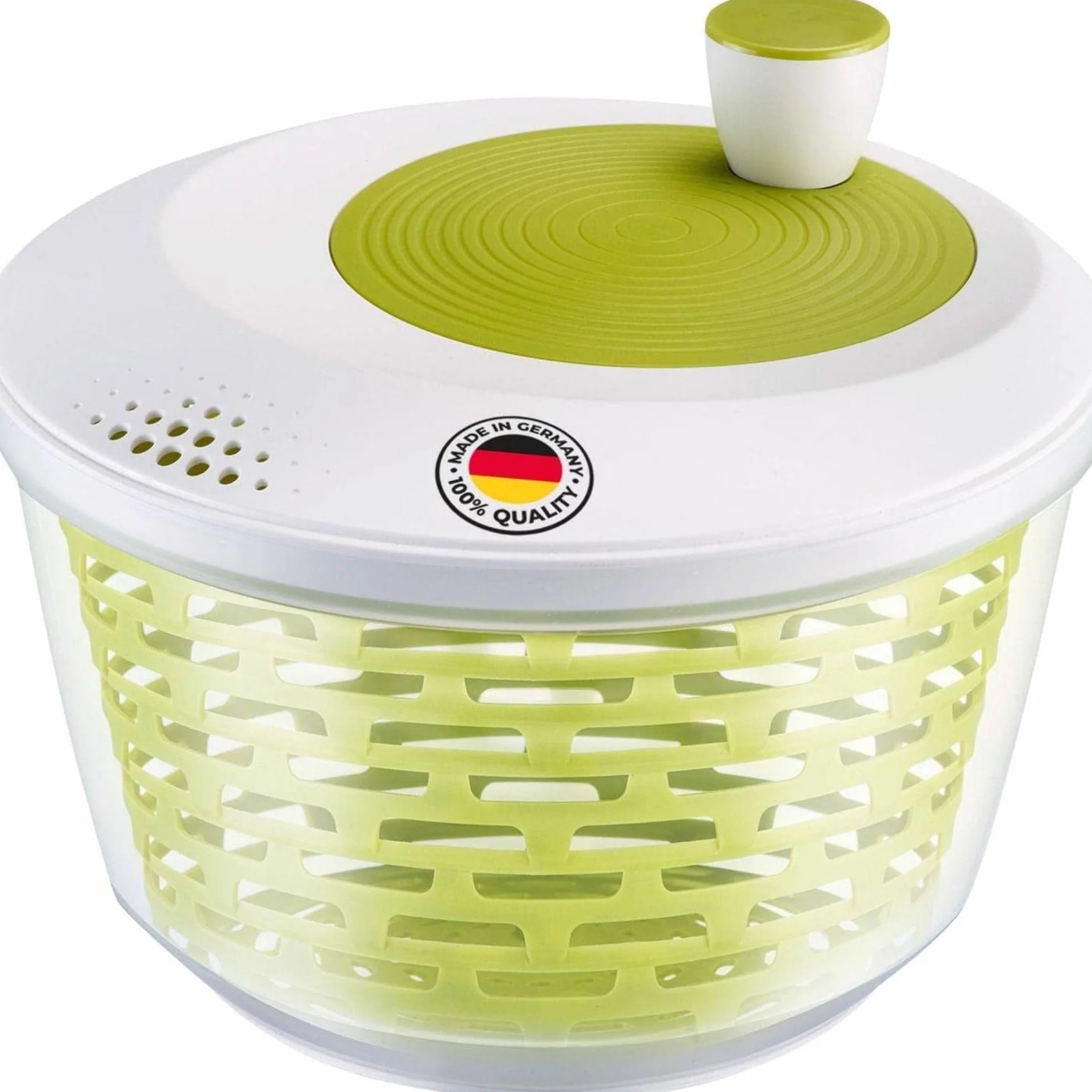 Westmark Centrifugadora de lechuga, Capacidad: 4,4 litros, ø 23,5 cm, Plástico, Sin BPA, Spinderella, Color: transparente/blanco/verde, 16753360