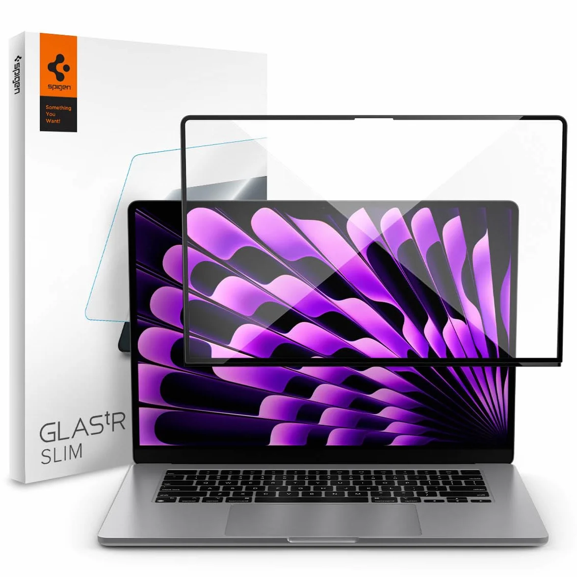 Spigen Glas.tR Slim Protector Pantalla para MacBook Air 15 Pulgadas (M5 2026 / M4 2025 / M3 2024 / M2 2023), 1 Unidad, Alta Definición, Dureza 9H, Cristal Templado