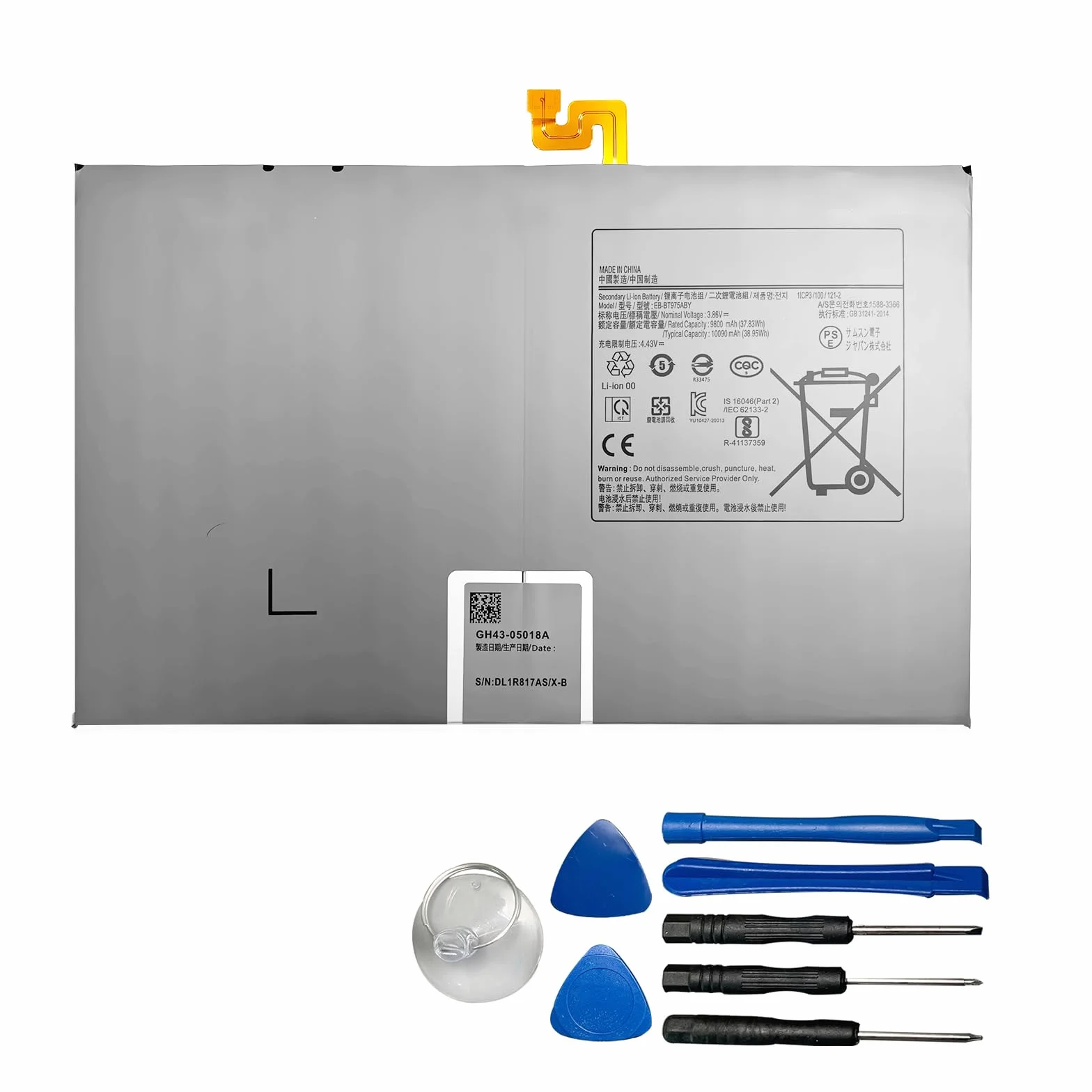 EB-BT975ABY - Batería para Samsung Galaxy Tab S7 Plus SM-T976B SM-T970 SM-T975 (3.86V 10090mAh)