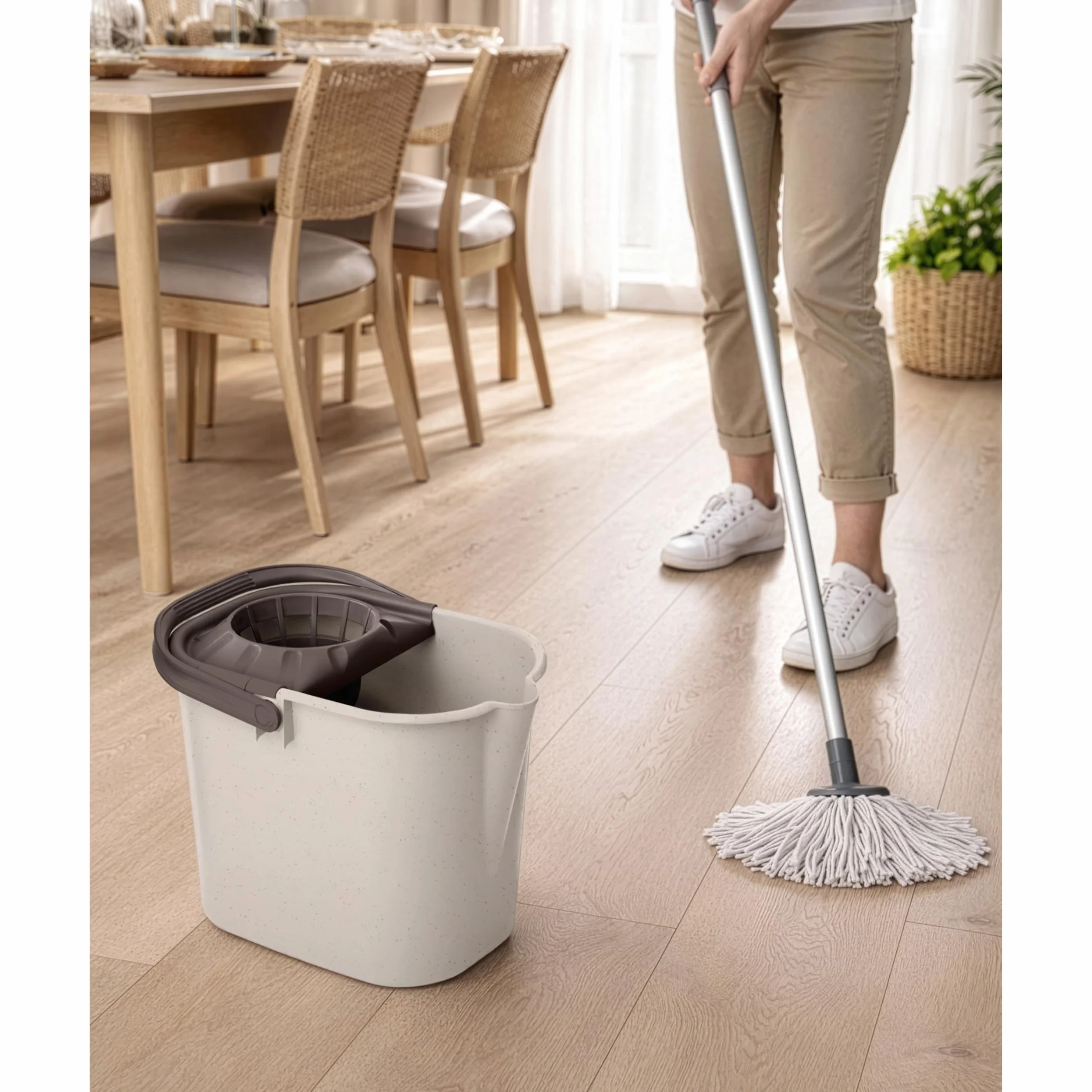 TATAY Cubo Fregona con Escurridor 16L Rectangular Plástico Reciclado 37x26,5x29 cm Ecohome