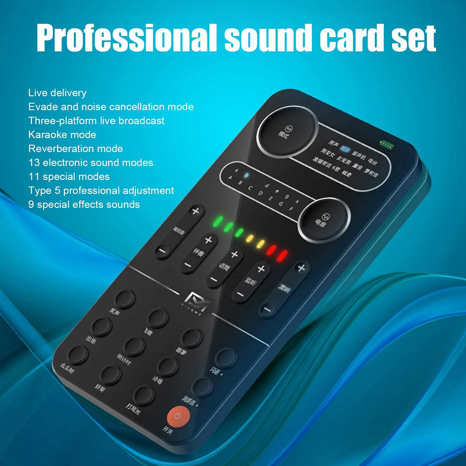 CCYLEZ Juego de Tarjetas de Sonido, Tarjeta de Sonido Interna, Cambiador de Voz en , Tarjeta de Sonido USB, Reducción Inteligente de Ruido, para Teléfono Móvil Y Computadora Universal, PC(K9)