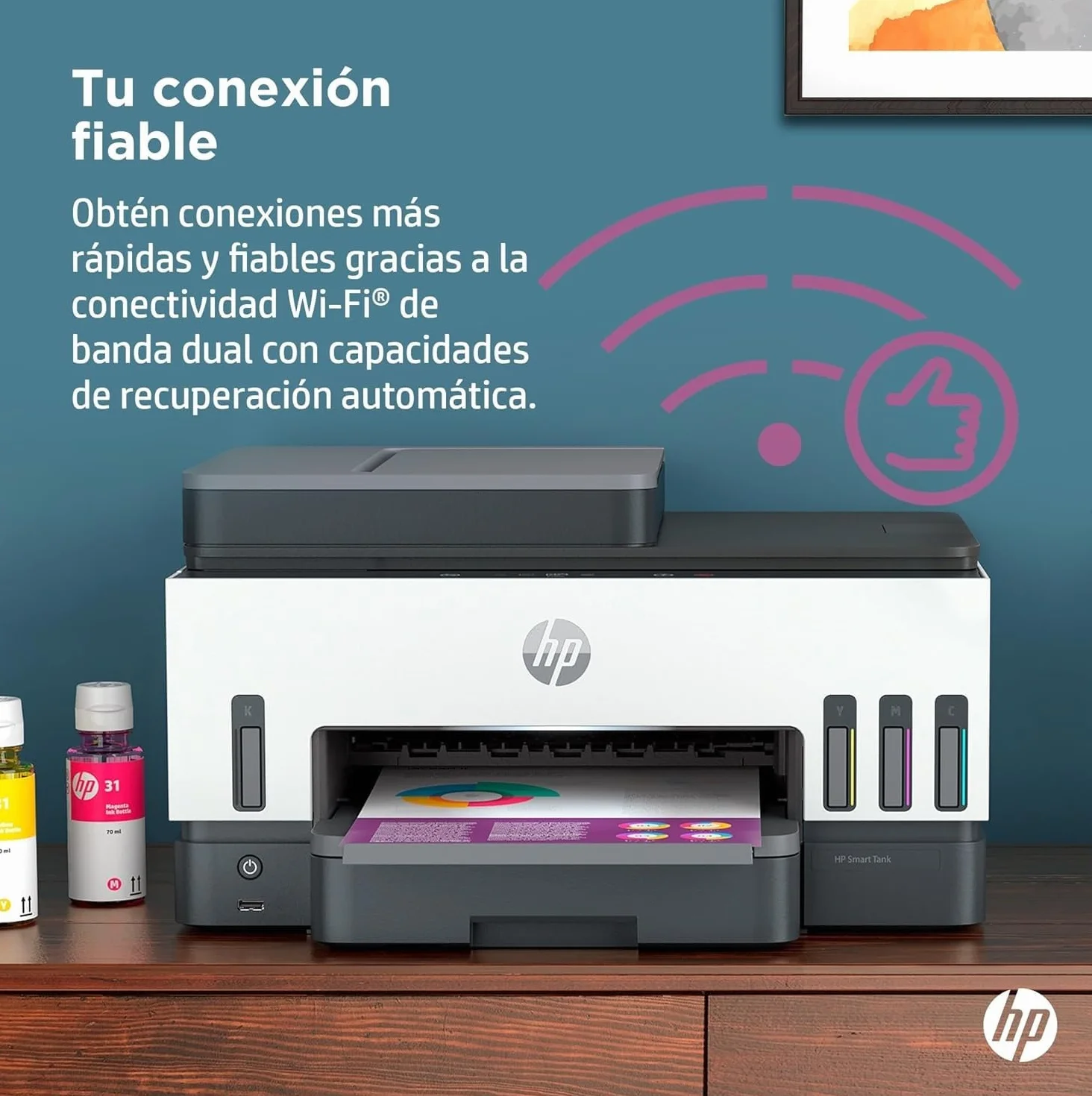 HP Smart Tank 7605 28C02A - Impresora A4 Multifunción con Deposito de Tinta Recargable, Impresión a Color, Escaner, Copiadora, Fax, Wi-Fi, Smart App, Blanco y Negro