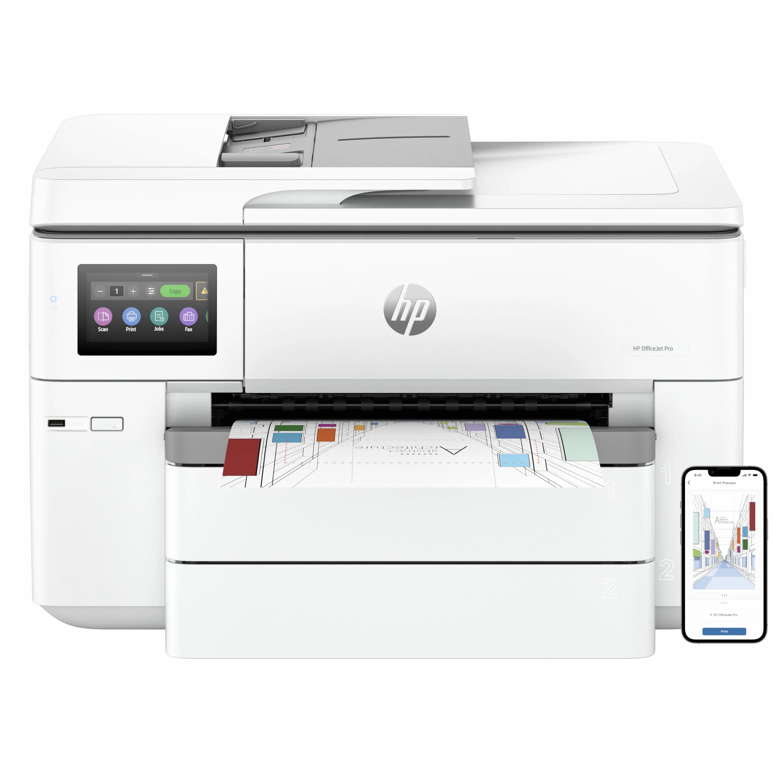 HP OfficeJet Pro 9730e Impresora todo en uno | Color | para oficinas pequeñas | Inalámbrica | Impresión, escaneo, copia, ADF | Hasta A3 | 2 bandejas | 3 meses de tinta instantánea gratis